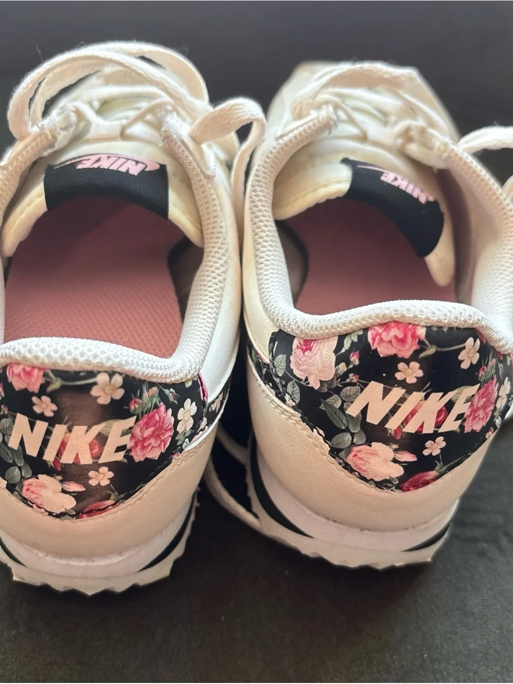 Nike Cortez Floral Ivory Sneakers Girls Size 5.5Y BQ5297-100